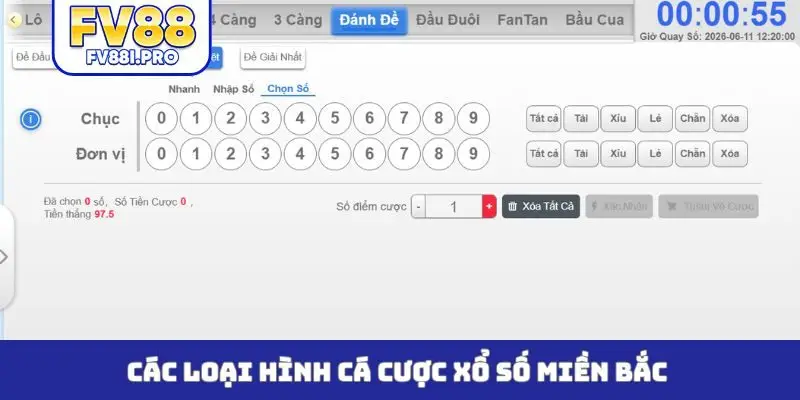 Các loại hình cá cược xổ số miền Bắc