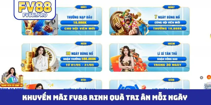 Khuyến mãi FV88 rinh quà tri ân mỗi ngày