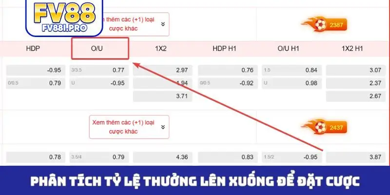 Phân tích tỷ lệ thưởng lên xuống để đặt cược